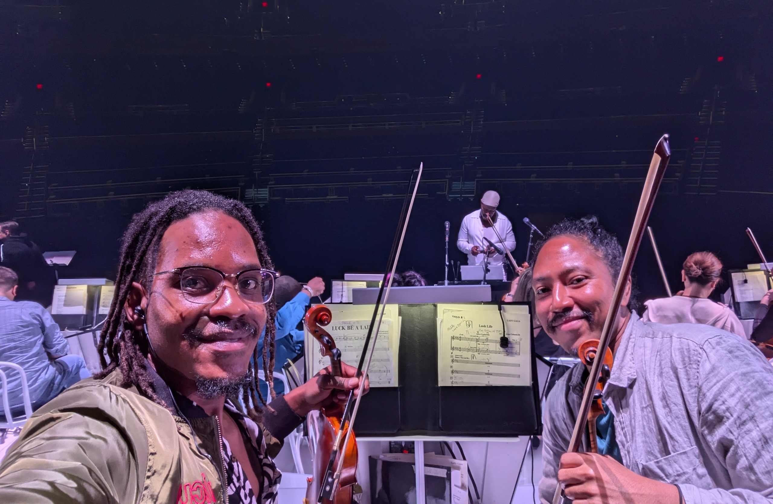 Rahmaan Phillip performing with the orchestra during the Las Vegas residency.